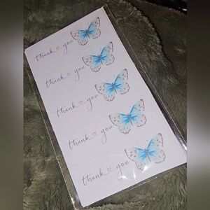 60 ct Blue Butterfly Thank You Stickers
